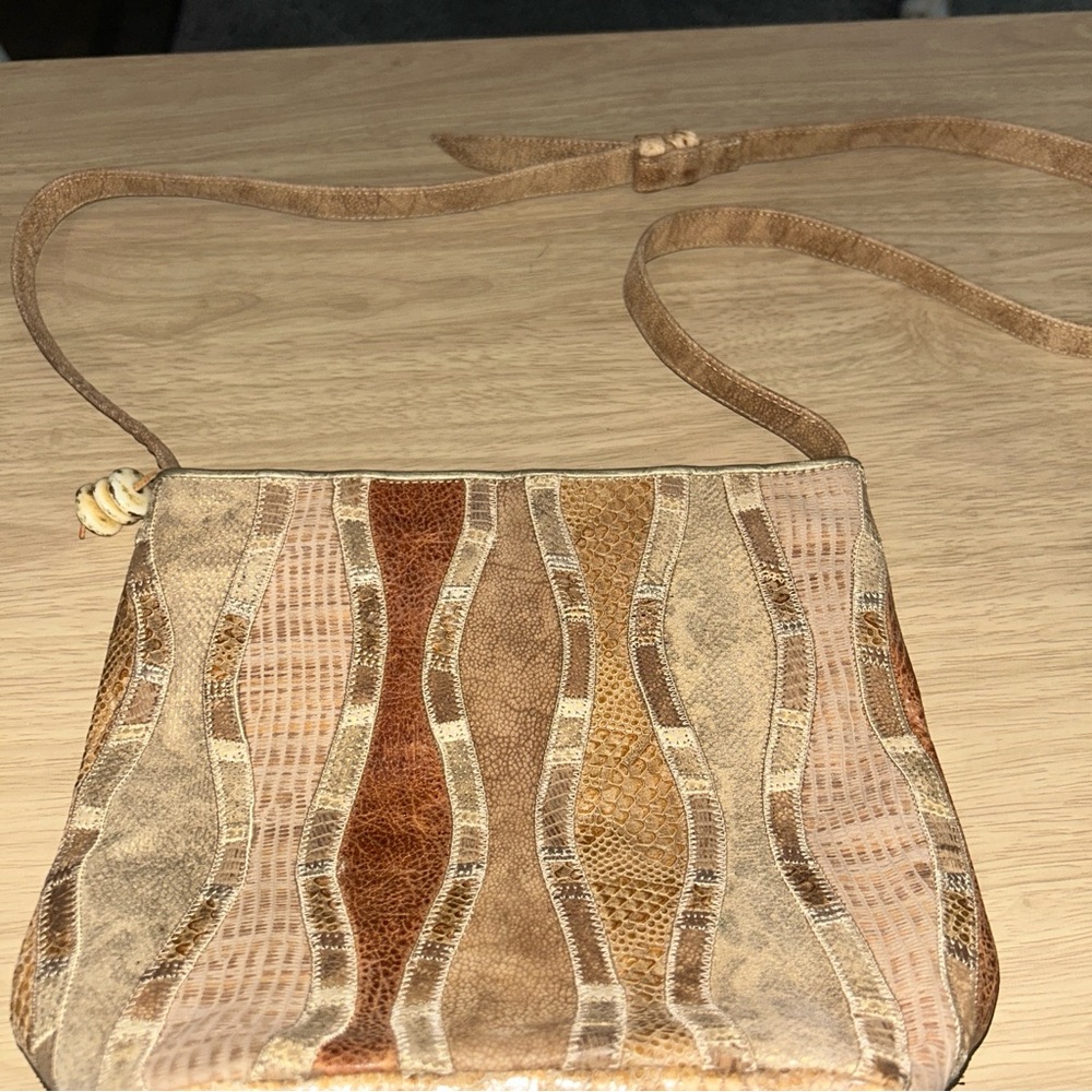 Sharif Textured Brown and Tan Crossbody Bag 100% leather